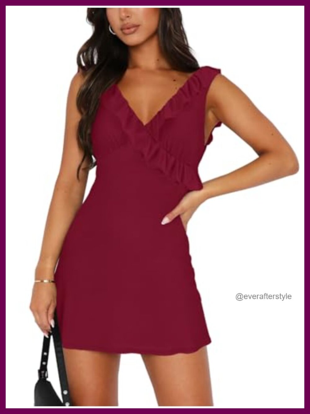 Women Backless Mini Dress Ruffle V Neck Bodycon Semi Formal